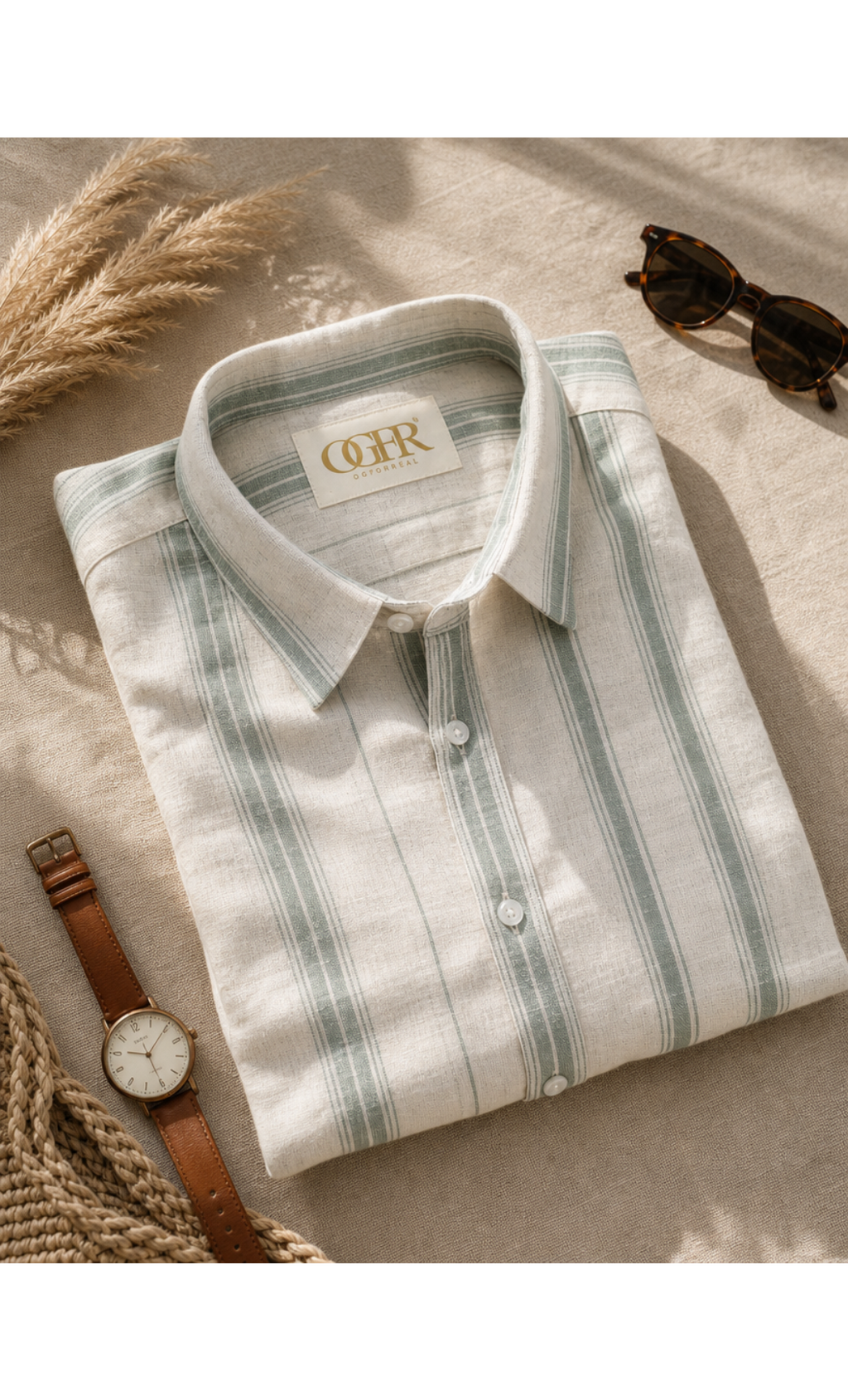 Lime-Mint, Linen Shirt